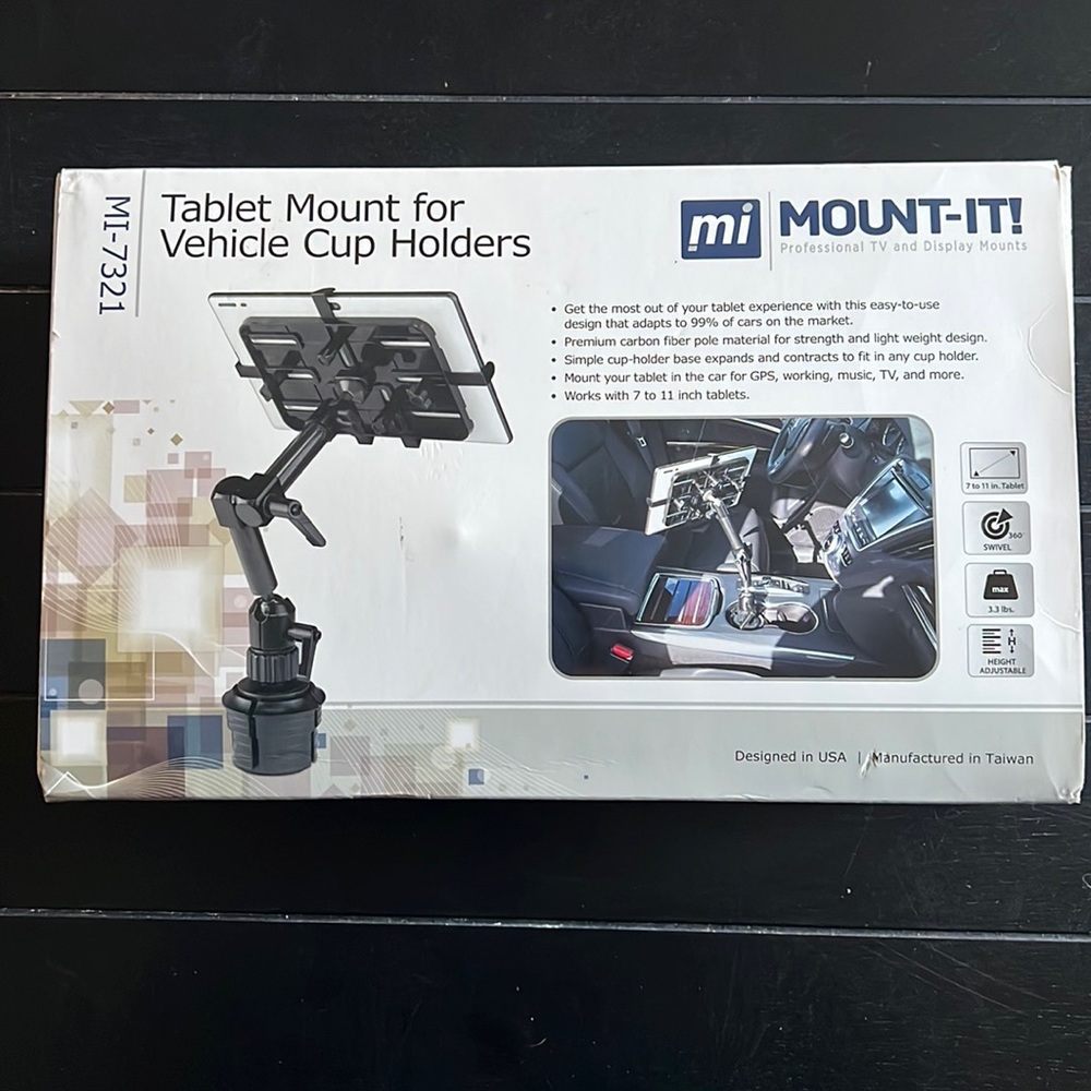 MI-Tablet Mount for Vehicle Cup Holders with Carbon Fiber Construction